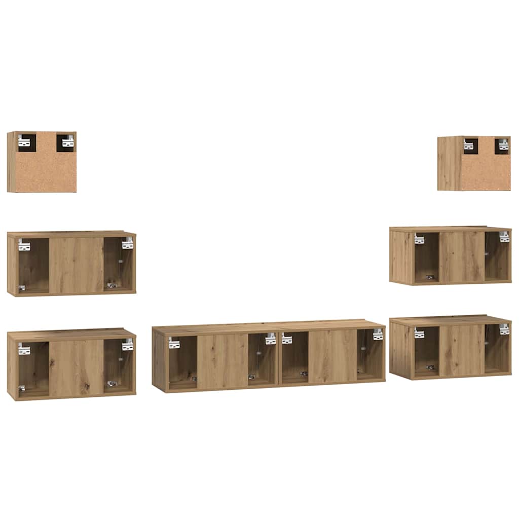 Set mobile TV 8 pz Rovere artigianale Legno ingegnerizzato