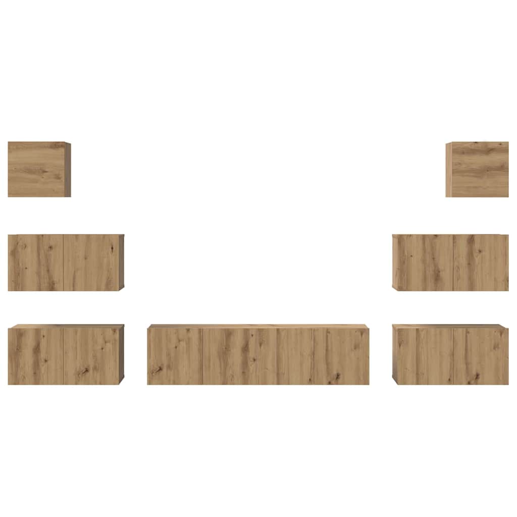 Set mobile TV 8 pz Rovere artigianale Legno ingegnerizzato