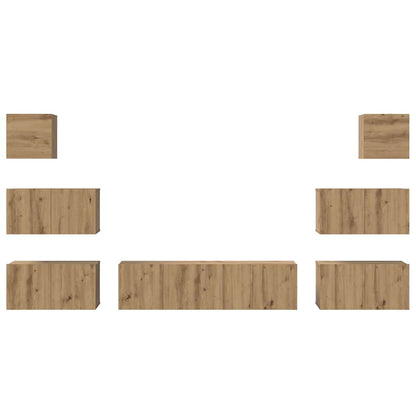 Set mobile TV 8 pz Rovere artigianale Legno ingegnerizzato