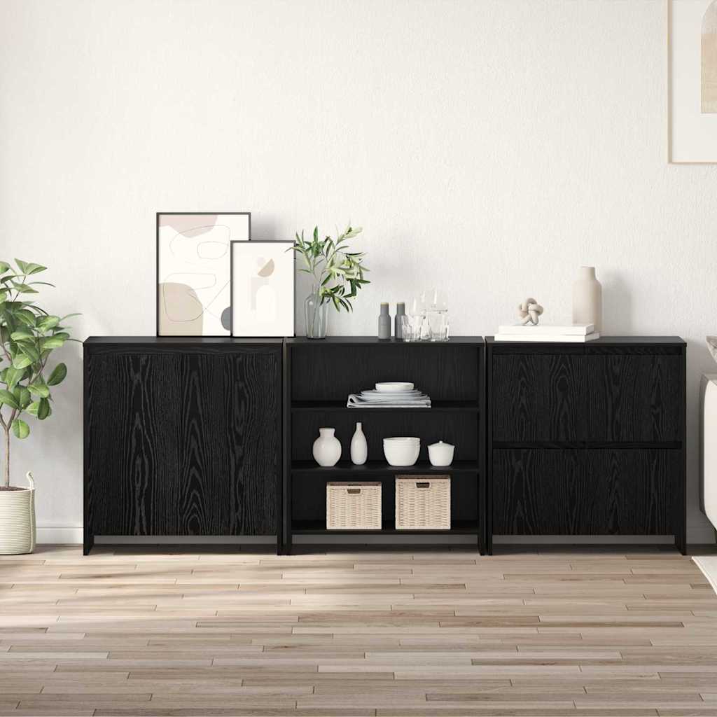 Credenza 3 pcs Rovere nero 70 x 41 x 75 cm Legno multistrato - homemem39