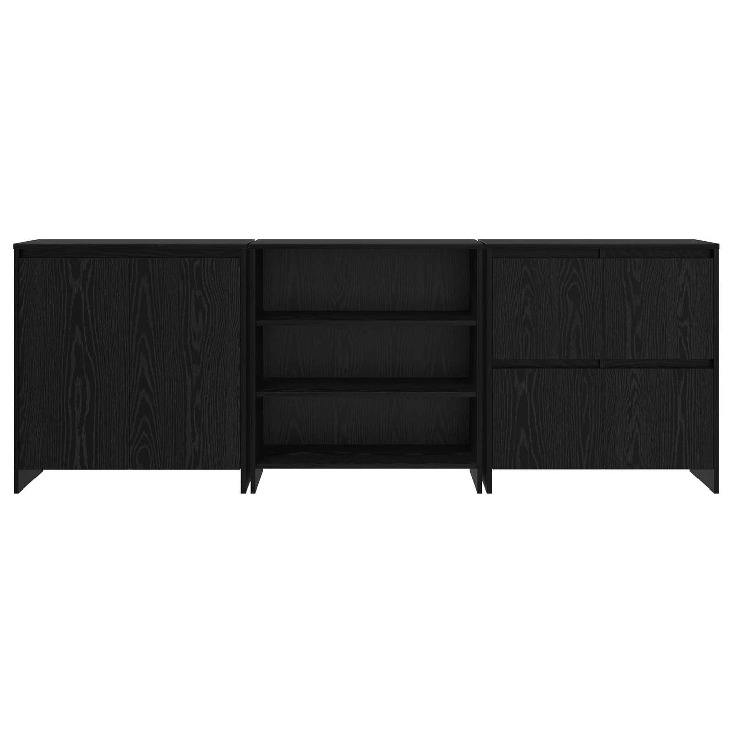 Credenza 3 pcs Rovere Nero 70 x 41 x 75 cm Legno multistrato