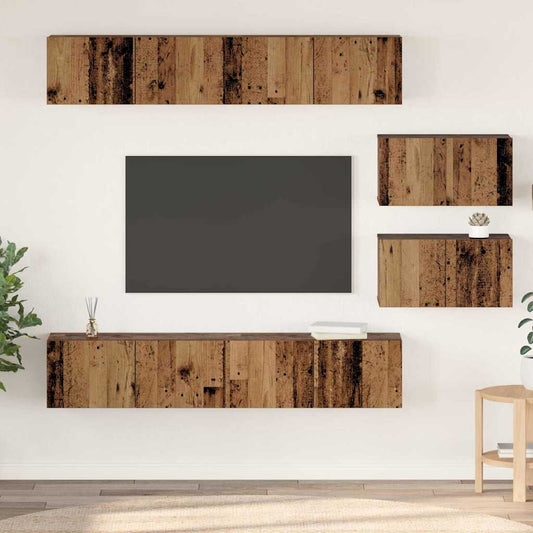 Set di mobili TV 6 pcs Legno vecchio Media Legno multistrato