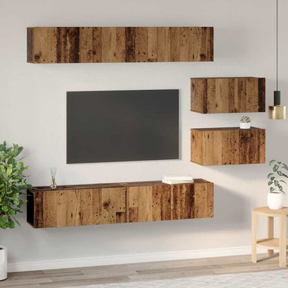 Set di mobili TV 6 pcs Legno vecchio Media Legno multistrato