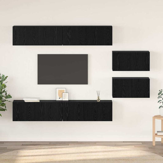 Set mobile TV 6 pcs Rovere Nero 80 x 30 x 30.5 cm Small
