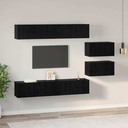 Set mobile TV 6 pcs Rovere Nero 80 x 30 x 30.5 cm Small
