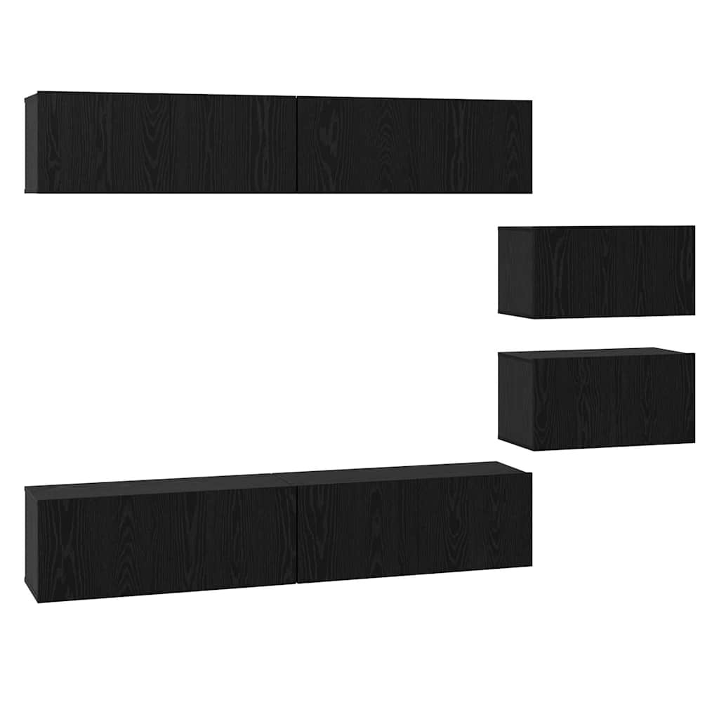 Set mobile TV 6 pcs Rovere Nero 80 x 30 x 30.5 cm Small