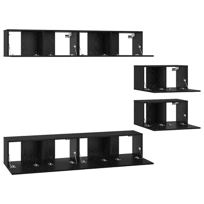 Set mobile TV 6 pcs Rovere Nero 80 x 30 x 30.5 cm Small