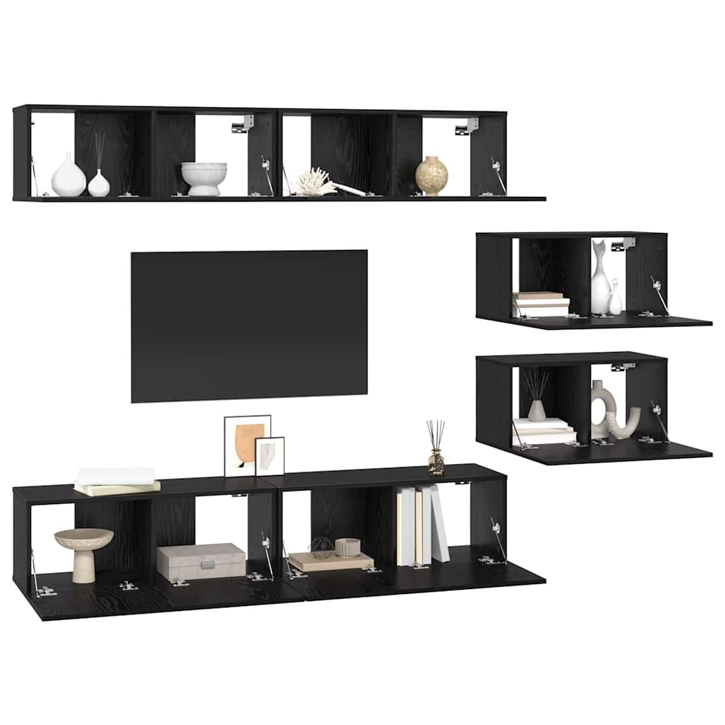 Set mobile TV 6 pcs Rovere Nero 80 x 30 x 30.5 cm Small
