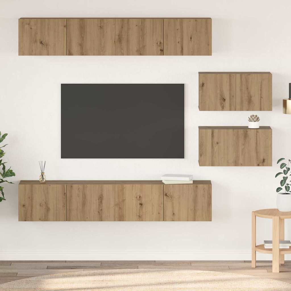 Set di mobili TV 6 pcs rovere artigianale 80 x 30 x 30 cm Media