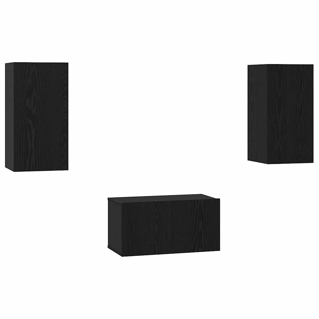 Set mobile TV 3 pcs Rovere nero 60 x 30 x 30 cm