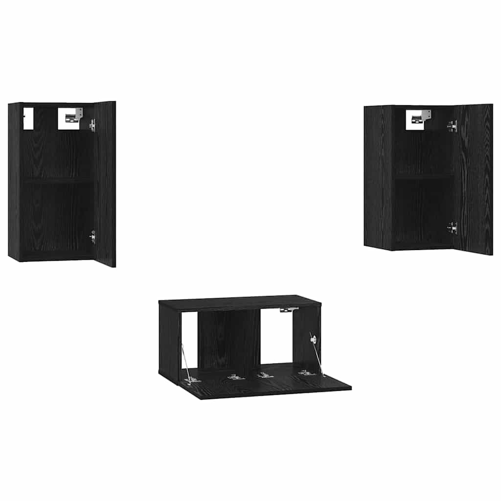 Set mobile TV 3 pcs Rovere nero 60 x 30 x 30 cm