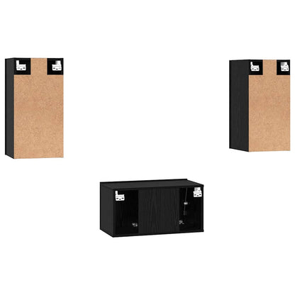 Set mobile TV 3 pcs Rovere nero 60 x 30 x 30 cm