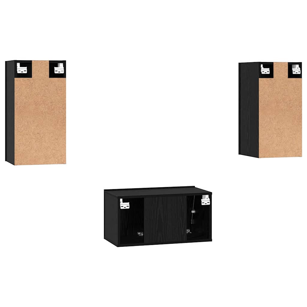 Set mobile TV 3 pcs Rovere nero 60 x 30 x 30 cm