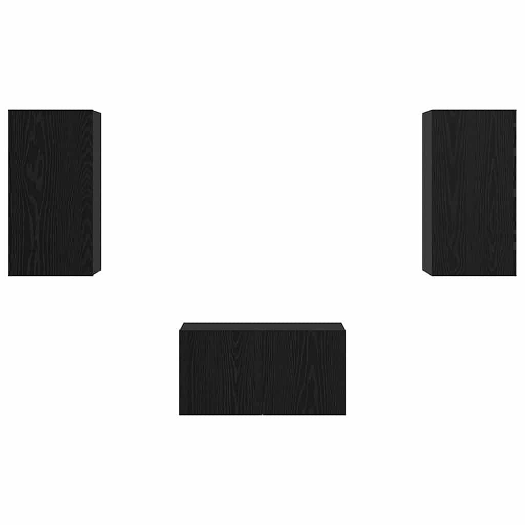 Set mobile TV 3 pcs Rovere nero 60 x 30 x 30 cm