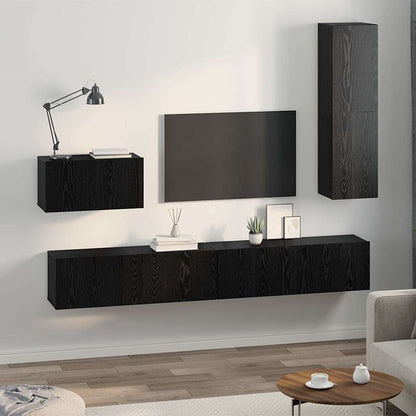 Mobile TV da Parete 4 pcs Rovere nero 200 x 30 x 30 cm