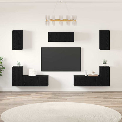 Set mobile TV 7 pcs Rovere nero 80 x 30 x 30 cm