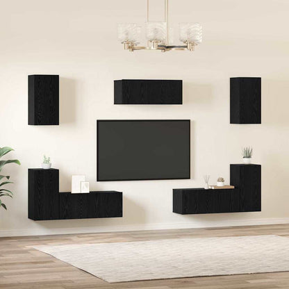 Set mobile TV 7 pcs Rovere nero 80 x 30 x 30 cm