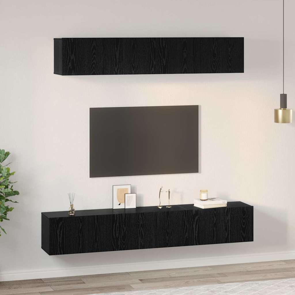 Set mobile TV 5 pcs Rovere nero 100 x 30 x 30 cm