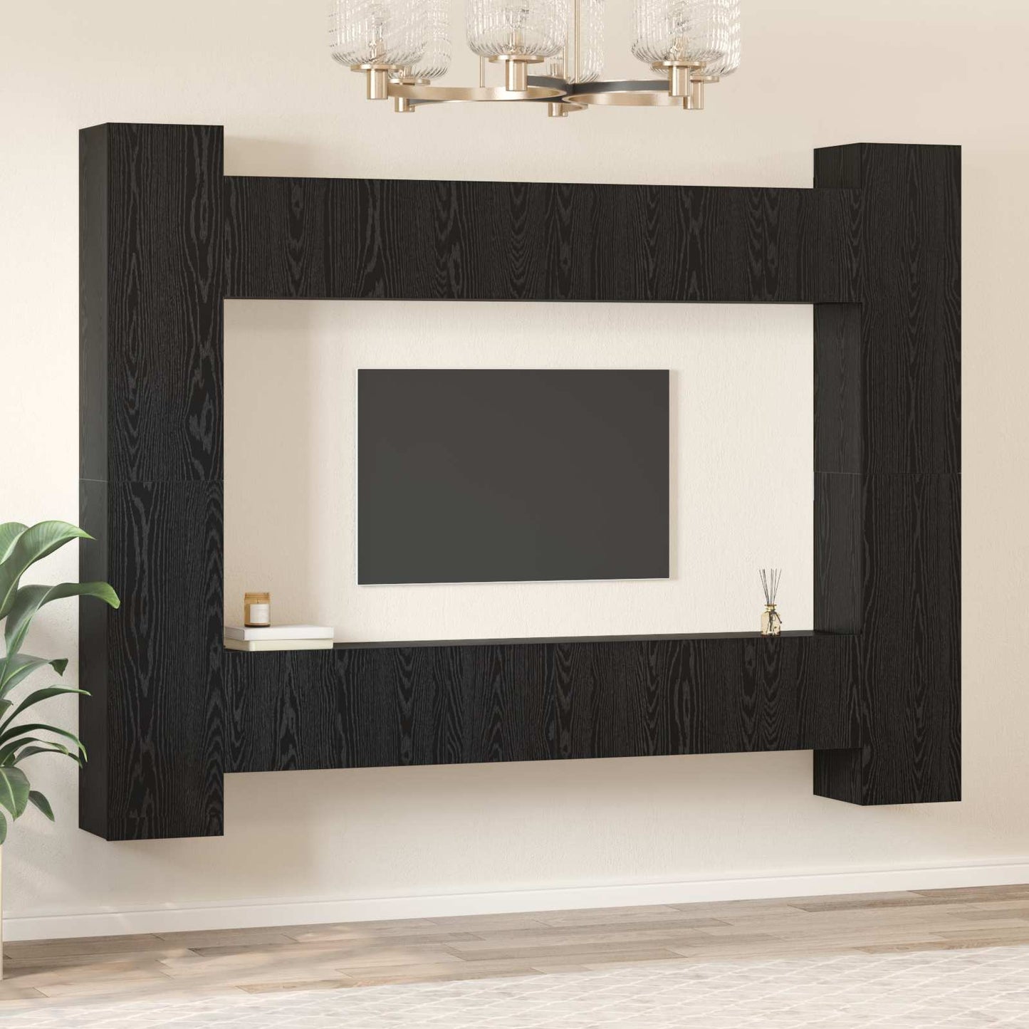 Set mobile TV 10 pcs Rovere nero Media 30.5 x 30 x 90 cm