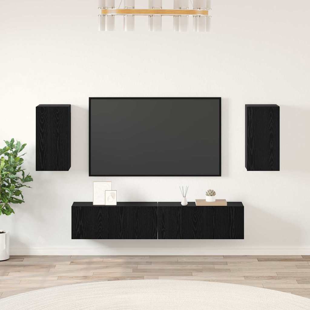 Set mobile TV 4 pcs Rovere nero 80 x 30 x 30 cm