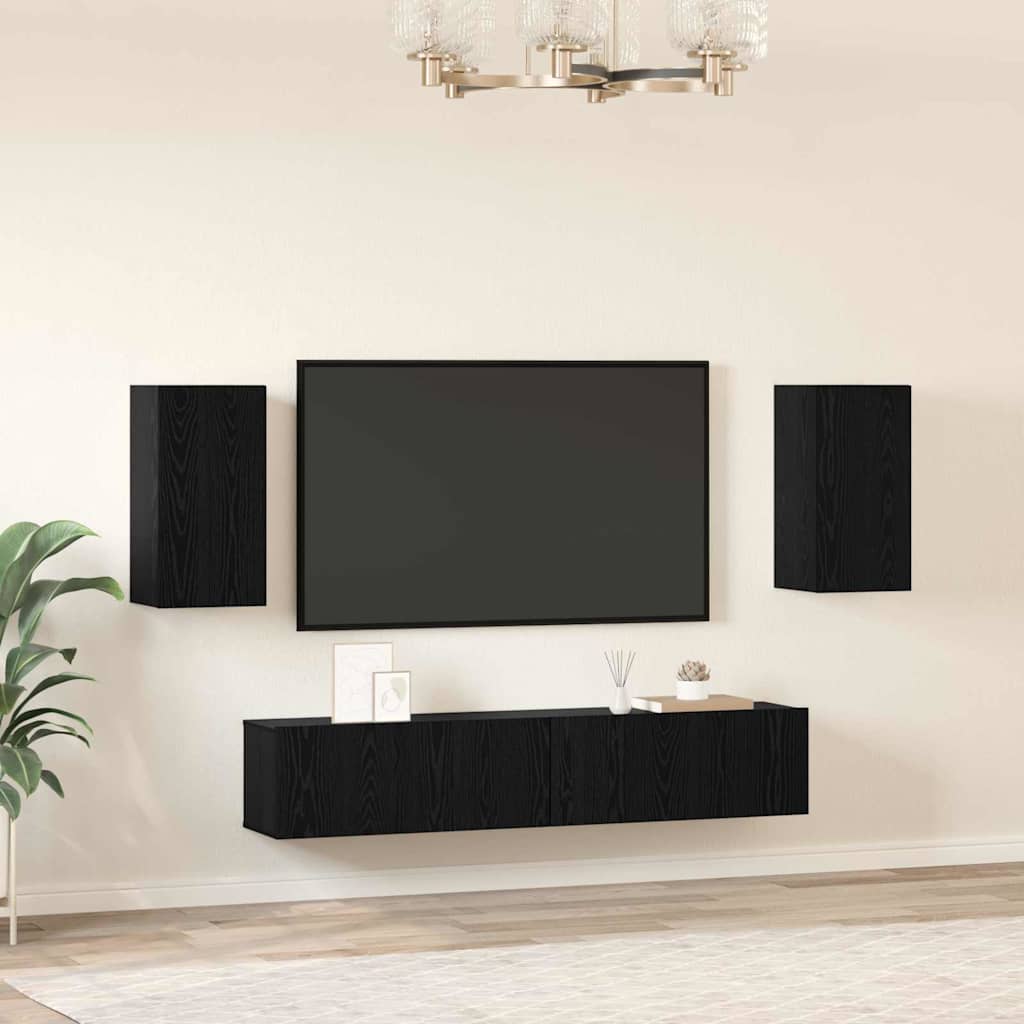 Set mobile TV 4 pcs Rovere nero 80 x 30 x 30 cm