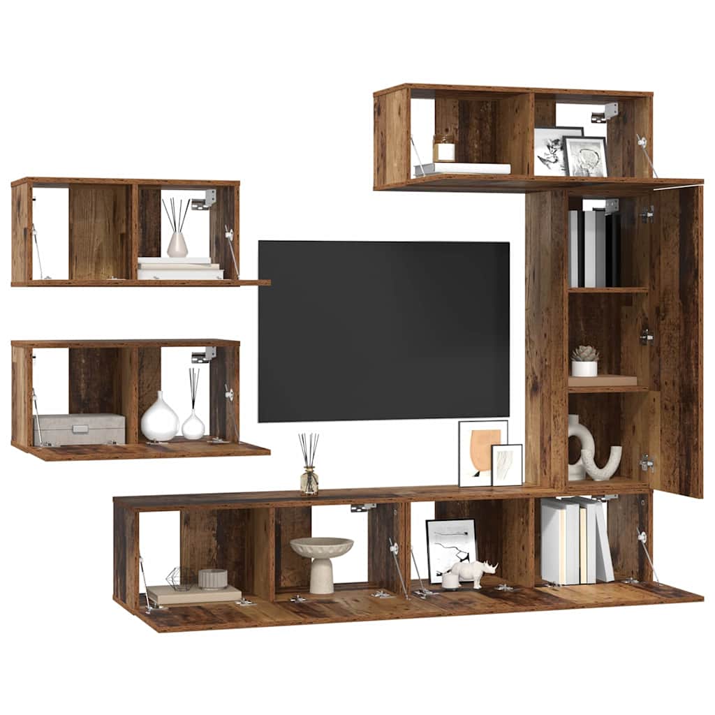 Set mobile TV 6 pcs Legno vecchio 30.5 x 30 x 90 cm