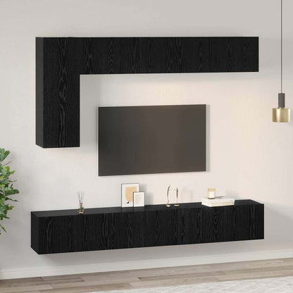 Set mobile TV 6 pcs Rovere nero 30.5 x 30 x 90 cm