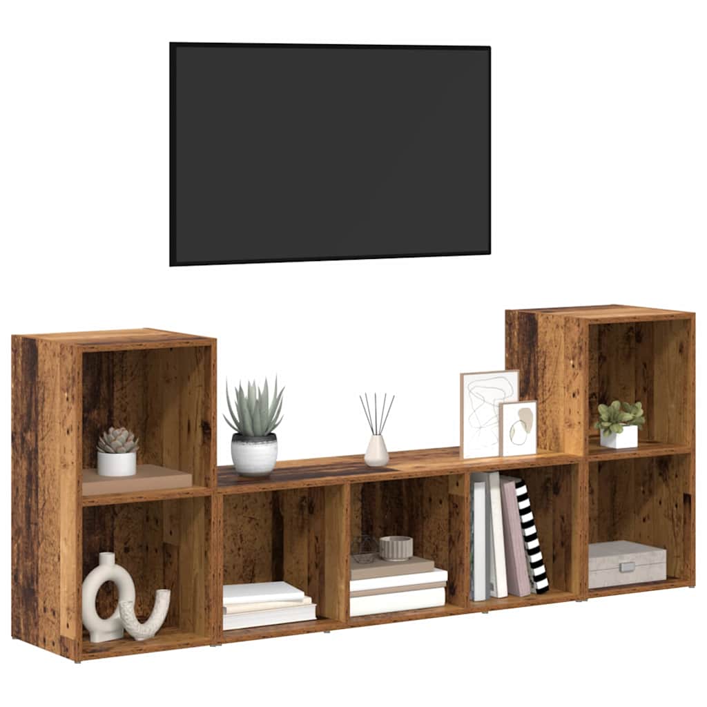 Mobile TV 3 pcs Marrone 107 x 35 x 37 cm Legno multistrato