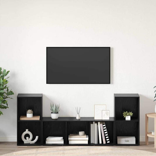 Mobile TV 3 pcs Nero 107 x 35 x 37 cm Legno multistrato