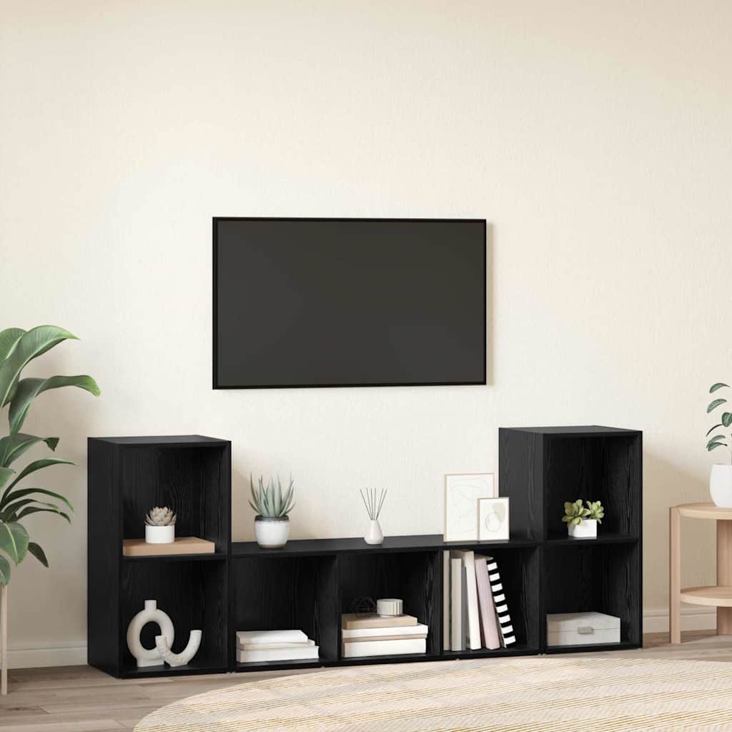Mobile TV 3 pcs Nero 107 x 35 x 37 cm Legno multistrato