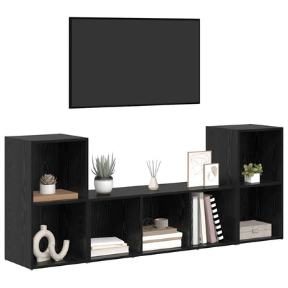 Mobile TV 3 pcs Nero 107 x 35 x 37 cm Legno multistrato
