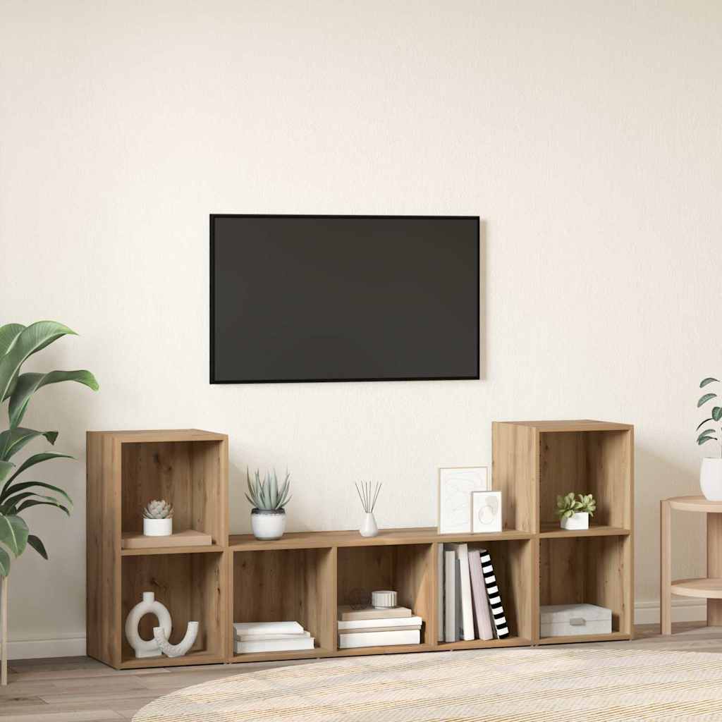 Mobile TV 3 pcs Marrone 107 x 35 x 37 cm Legno multistrato