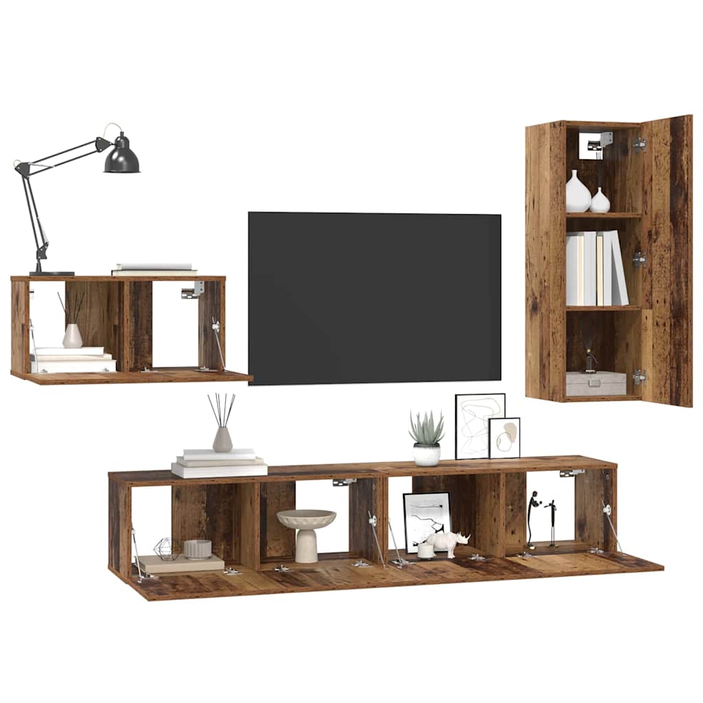 Set mobile TV 4 pcs Legno vecchio 30.5 x 30 x 90 cm