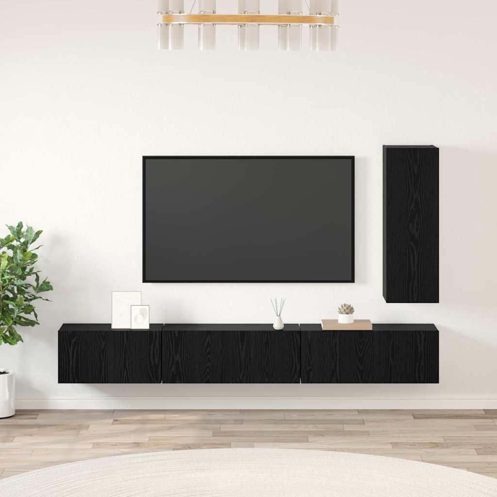 Set mobile TV 4 pcs Rovere nero 30.5 x 30 x 90 cm