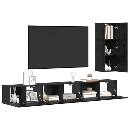 Set mobile TV 4 pcs Rovere nero 30.5 x 30 x 90 cm