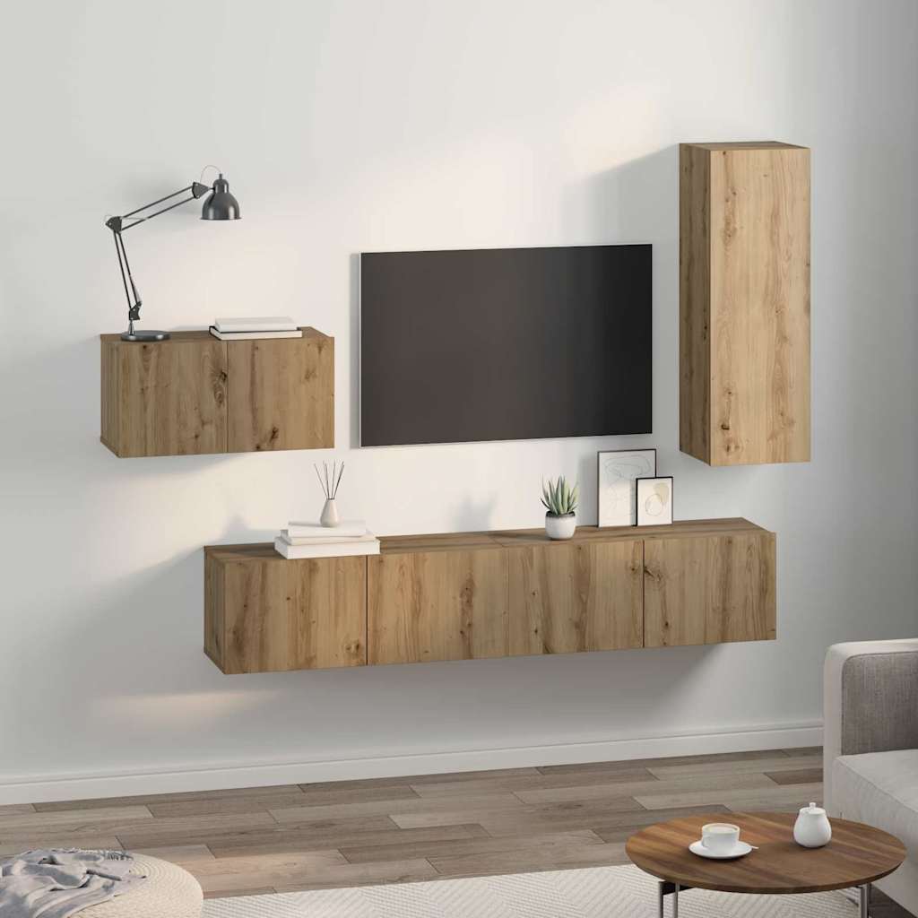 Set mobile TV 4 pcs rovere artigianale 30.5 x 30 x 90 cm