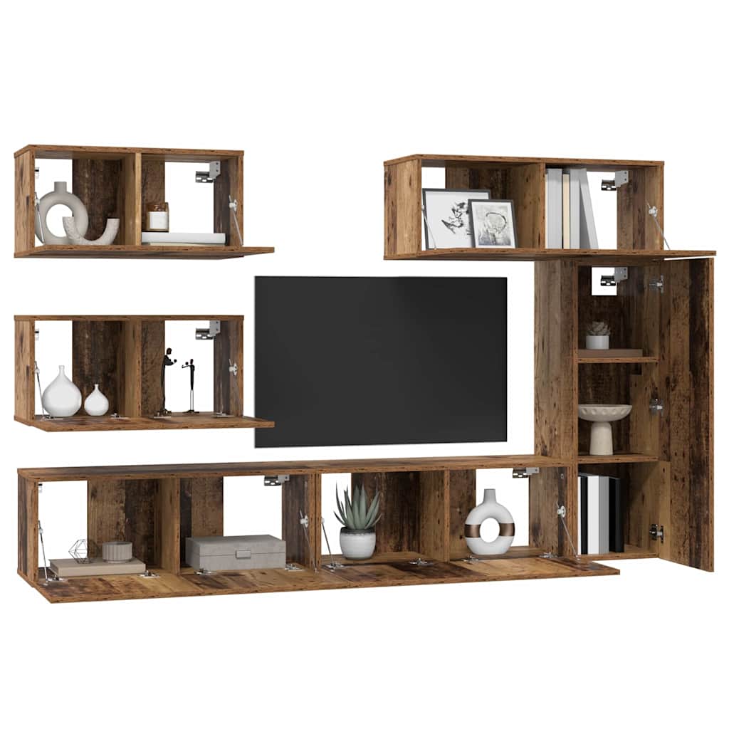 Set mobile TV 6 pcs Legno vecchio 30.5 x 30 x 90 cm