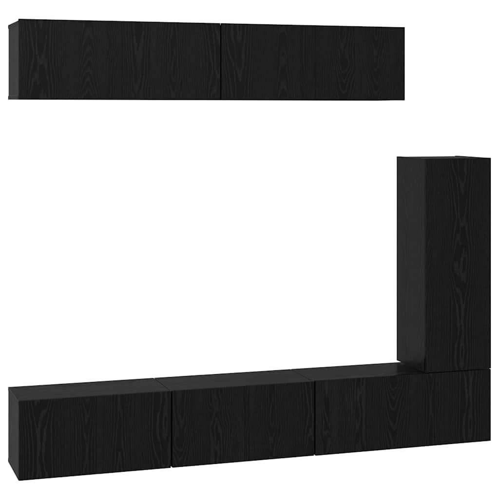 Set mobile TV 6 pcs Rovere nero 30.5 x 30 x 90 cm