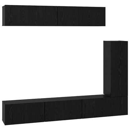Set mobile TV 6 pcs Rovere nero 30.5 x 30 x 90 cm