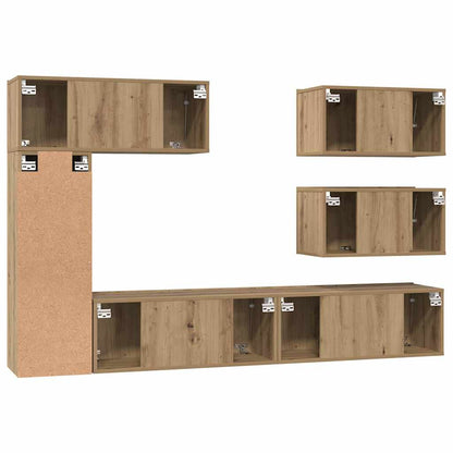 Set mobile TV 6 pz Rovere artigianale Legno ingegnerizzato | homemem39