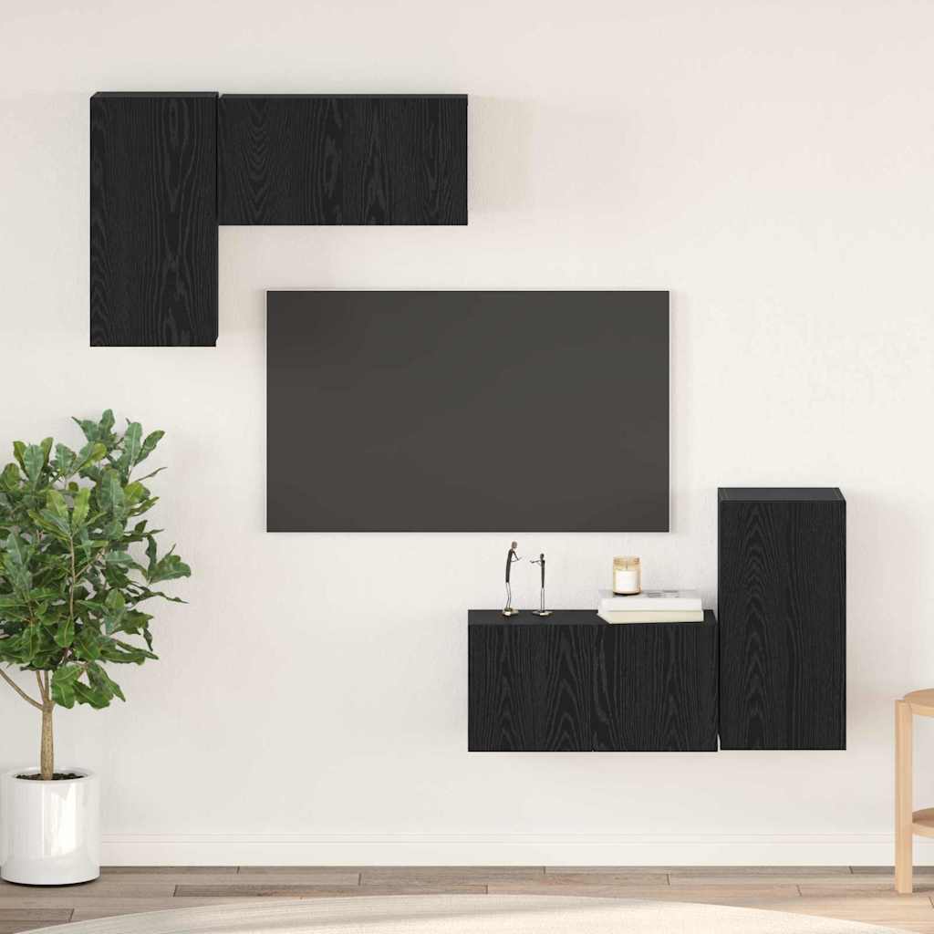 Set mobile TV 4 pcs Rovere nero 60 x 30 x 30 cm