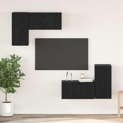 Set mobile TV 4 pcs Rovere nero 60 x 30 x 30 cm