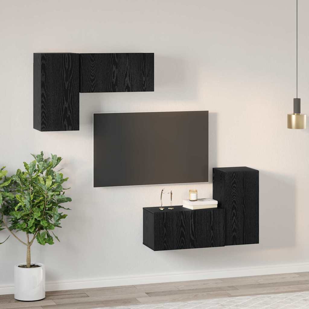 Set mobile TV 4 pcs Rovere nero 60 x 30 x 30 cm