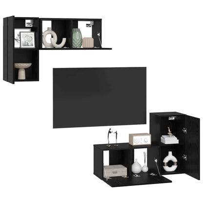 Set mobile TV 4 pcs Rovere nero 60 x 30 x 30 cm