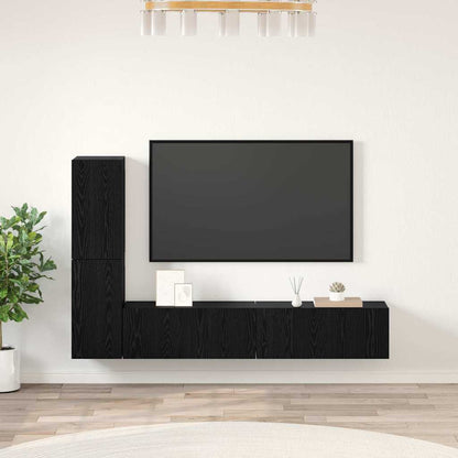 Mobile TV da Parete Rovere nero Legno multistrato