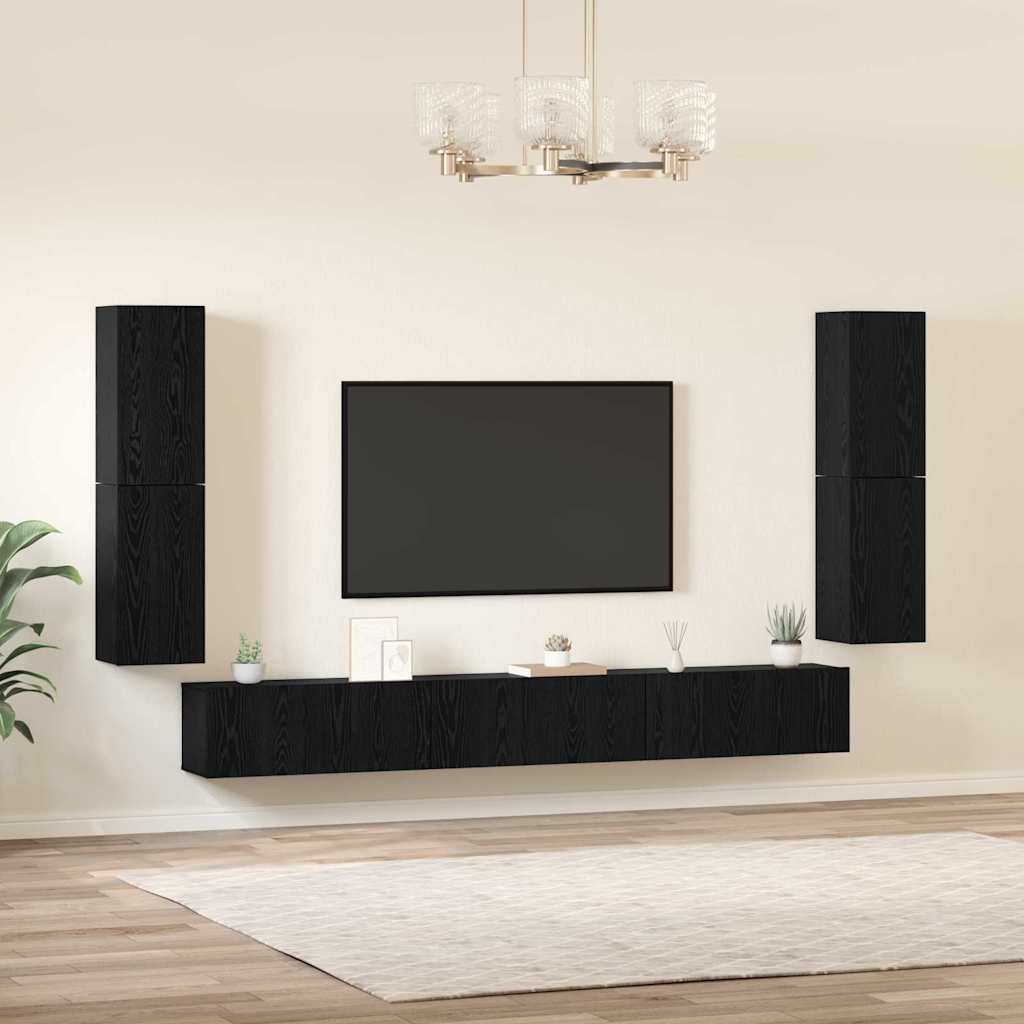 Set mobile TV Rovere nero Legno multistrato