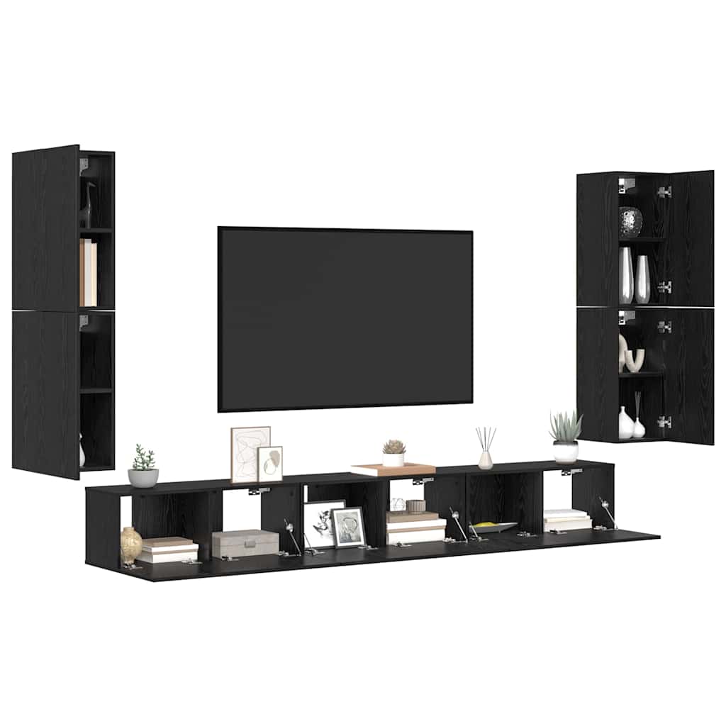 Set mobile TV Rovere nero Legno multistrato