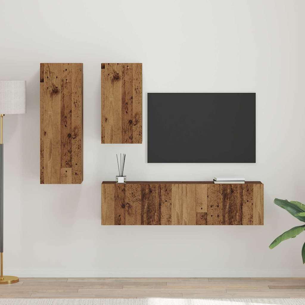 Set mobile TV 4 pcs Legno vecchio 30.5 x 30 x 90 cm