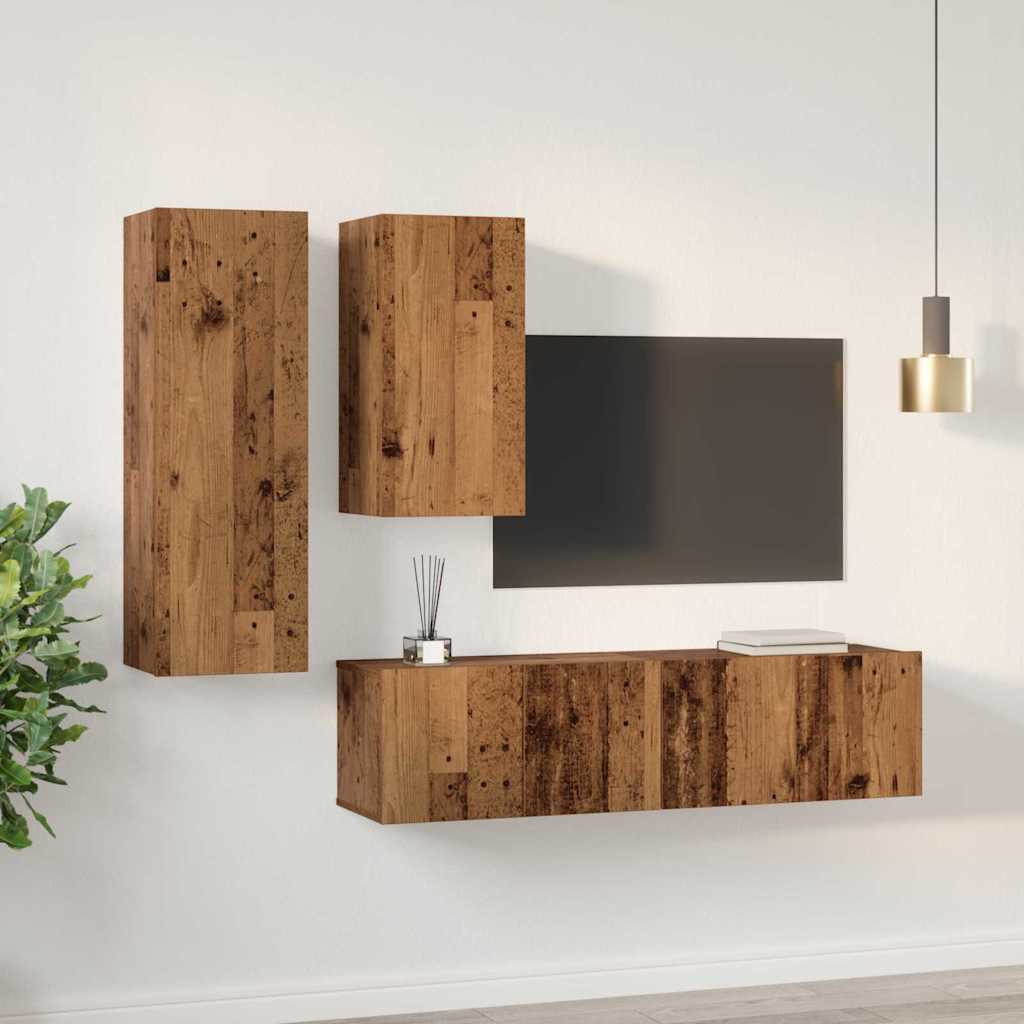 Set mobile TV 4 pcs Legno vecchio 30.5 x 30 x 90 cm