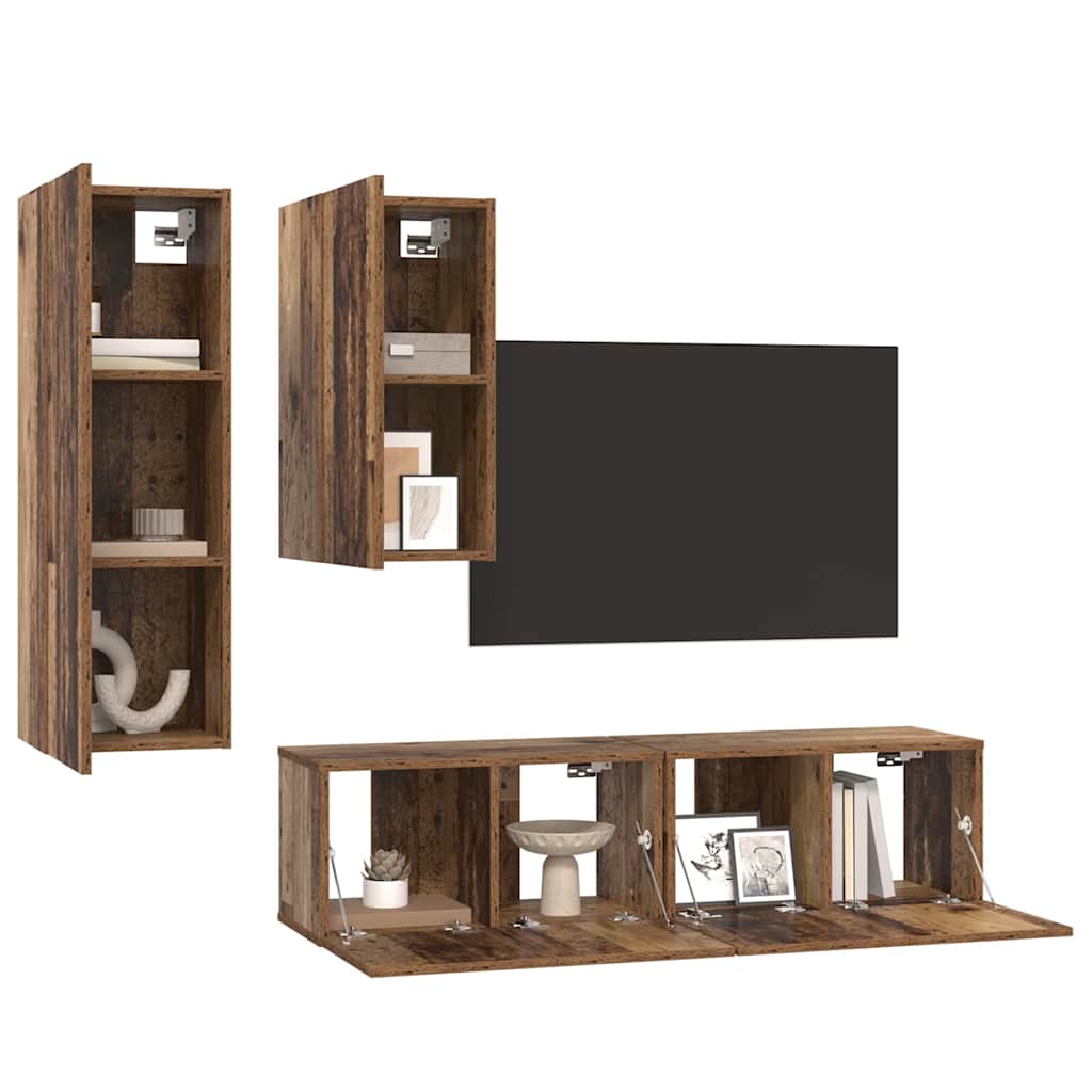 Set mobile TV 4 pcs Legno vecchio 30.5 x 30 x 90 cm